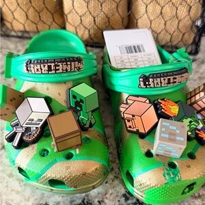 CROCS Green and Gold Kids Sandals with Fun Characters